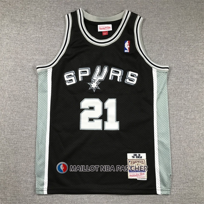 Maillot Enfant San Antonio Spurs Tim Duncan NO 21 Mitchell & Ness 1998-99 Noir